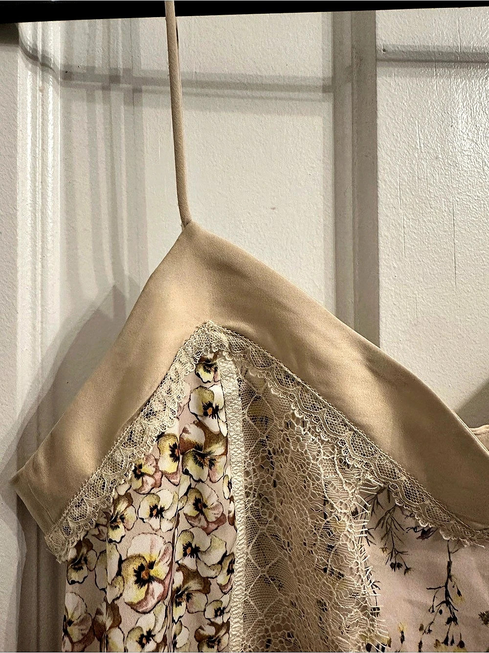 Zara satin cream floral lace cami top